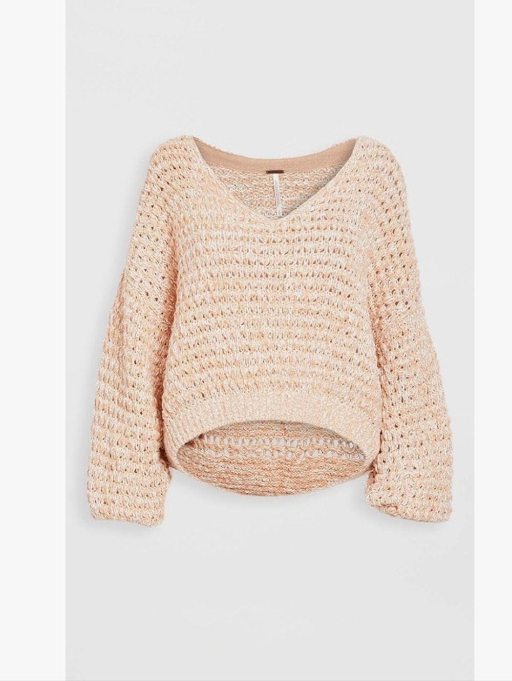 FREE PEOPLE COCONUT OVER SIZED MED V NECK PULL OVER. KNIT - Picture 2 of 11